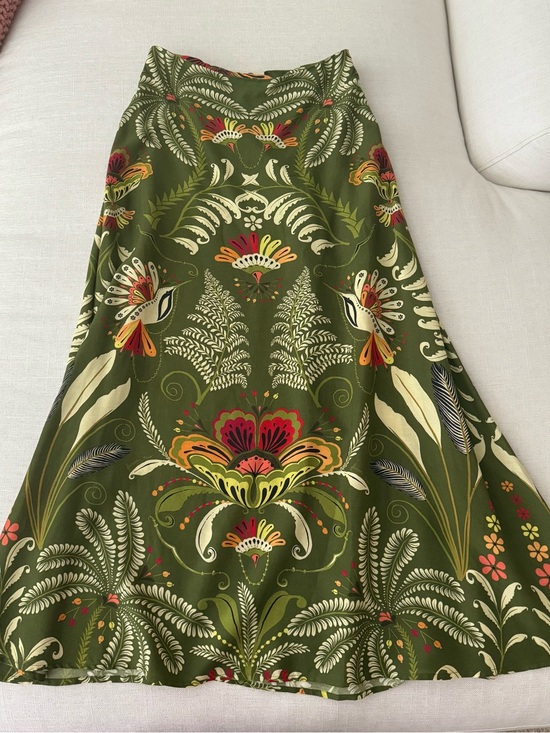 FARM Rio Dresses & Skirts - Anthropologie Farm Rio Olive Green Floral A-Line Skirt XS